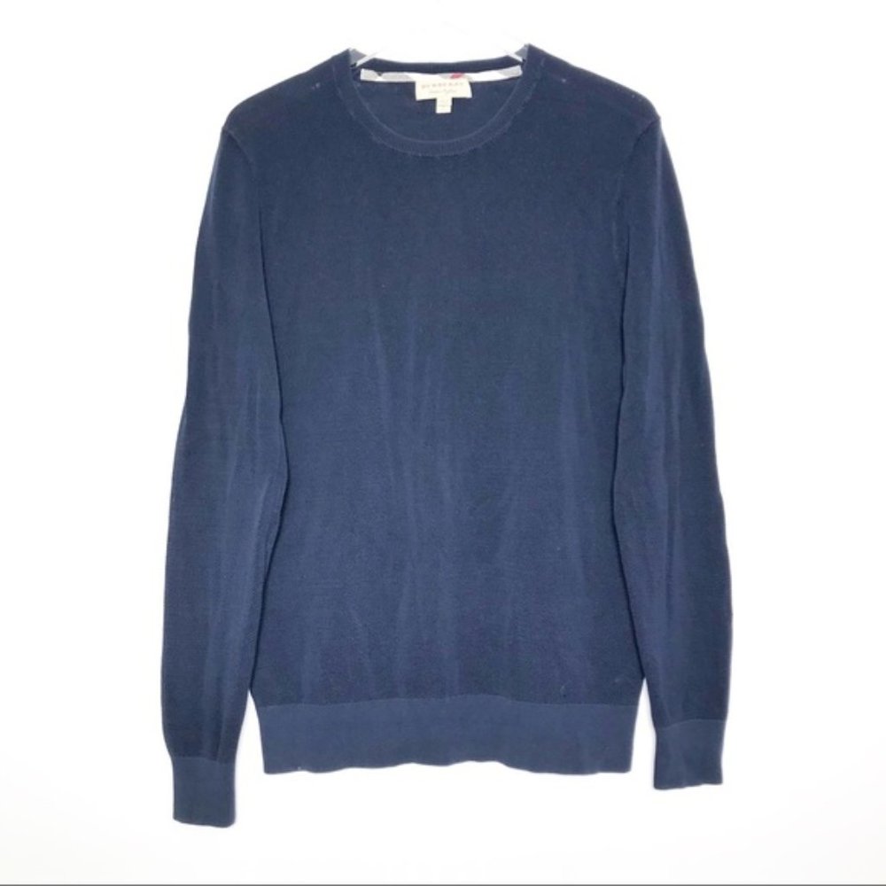 Burberry Mens Size L Navy Blue Cotton Crew Sweater